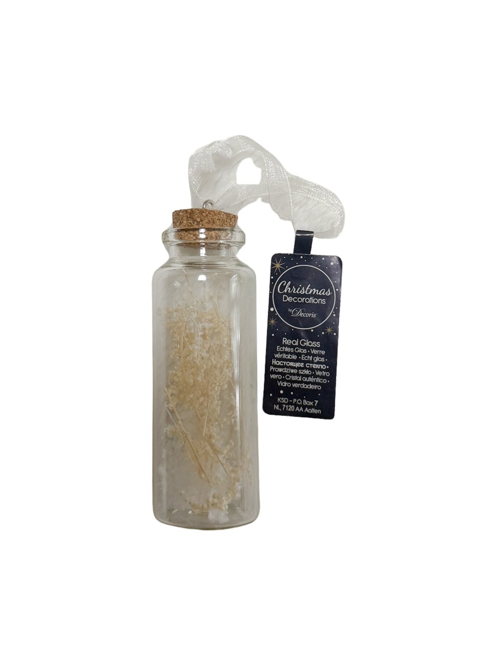 Mini Glass Vial with Cork Christmas Decoration NWT